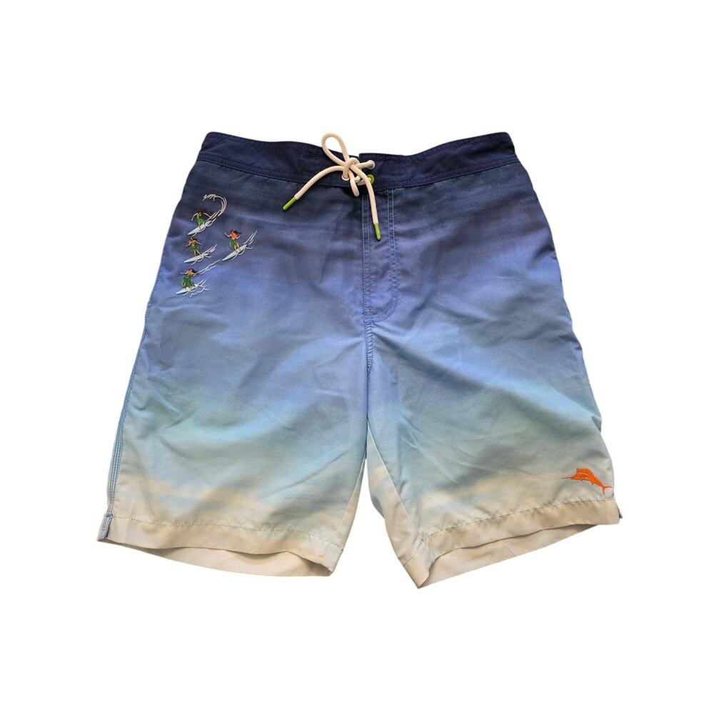 Tommy Bahama Surfer Hula Girls Swim Trunks Blue Ombre Size Medium